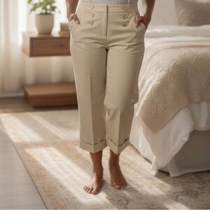 Larry Levine Beige Ankle Pants